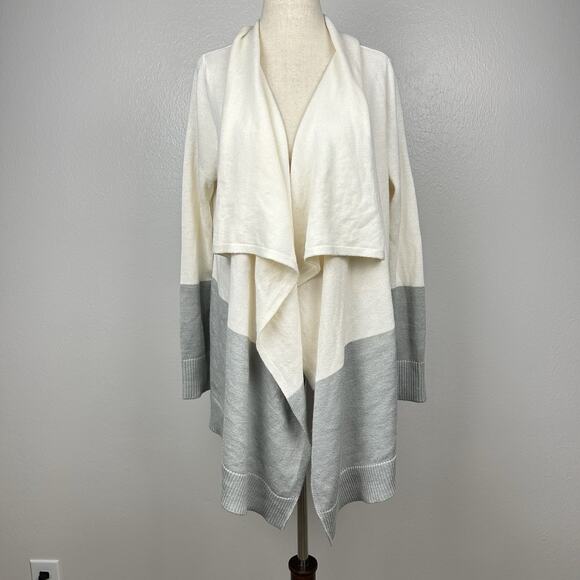 Eddie Bauer Women’s Open Front Waterfall Cardigan Size M Colorblock Wool Blend - Picture 7 of 12